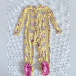 Posh Peanut Zip-Up Pajamas in Yellow Print.